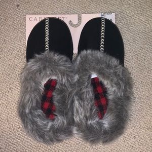NWT Fur Trim Slippers
